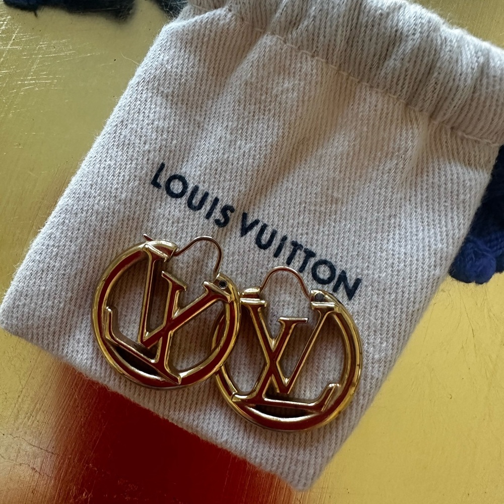 Louis Vuitton Gold Monogram Earrings-PM